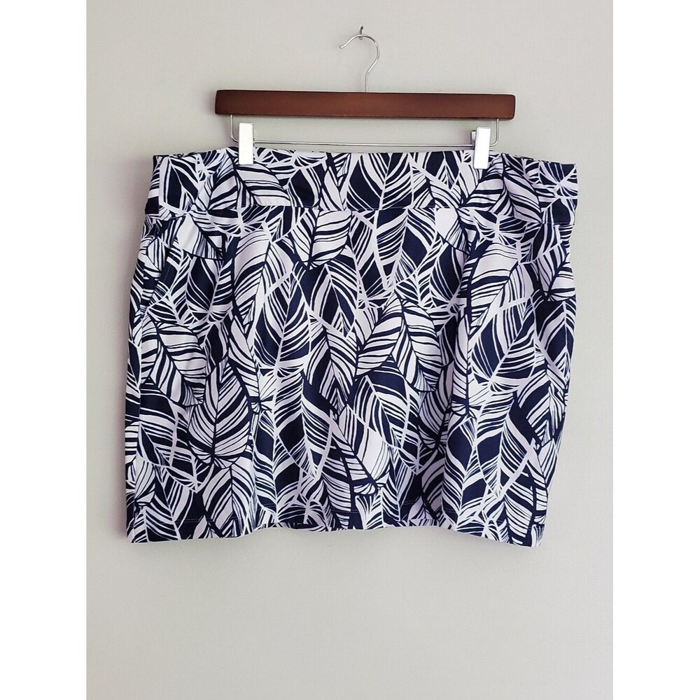 Coral Bay Golf Navy & White Leaf-Print Women's Skort Size PXL